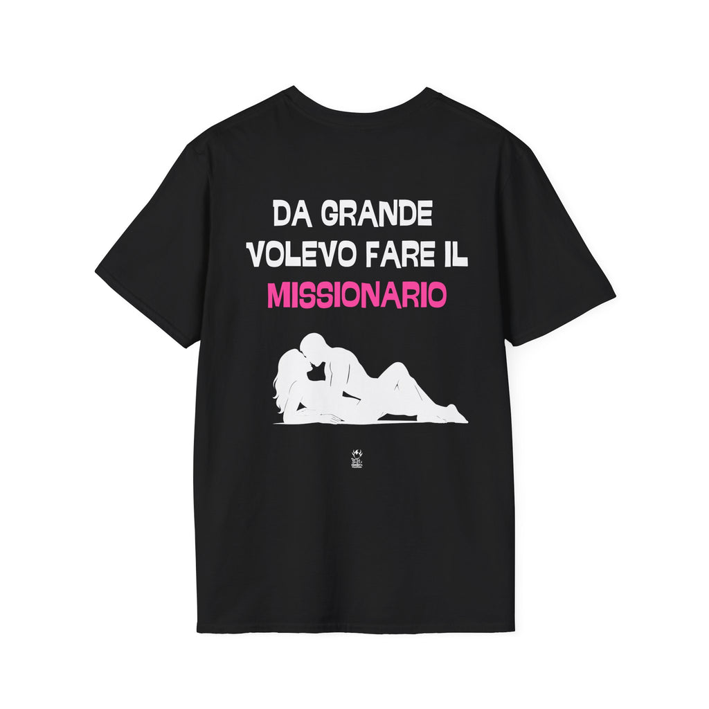 T-SHIRT DA GRANDE VOLEVO FARE IL MISSIONARIO (BLACK VERSION)